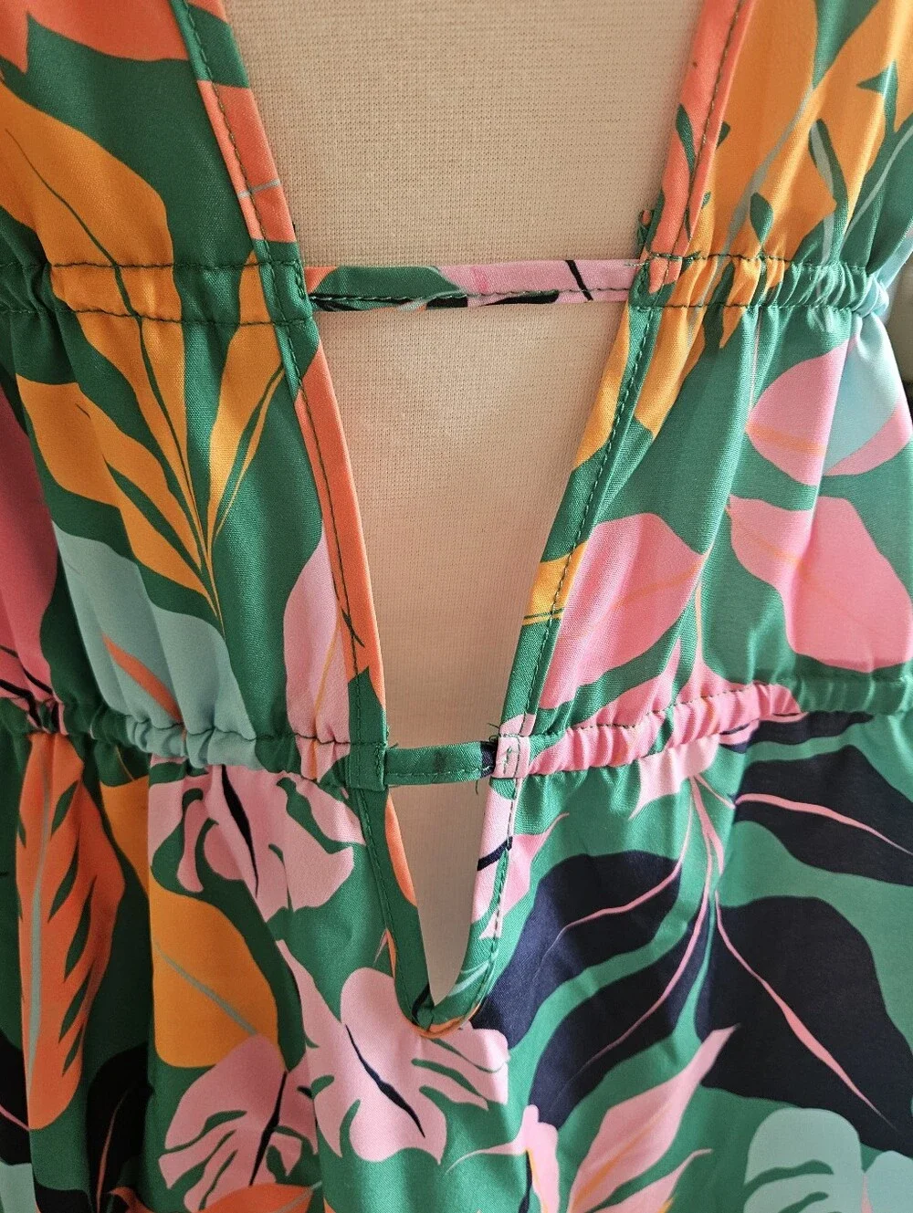 Cupshe Green Vibrant Tropics Swim Cover Up Dress, Medium - Picture 4 of 10